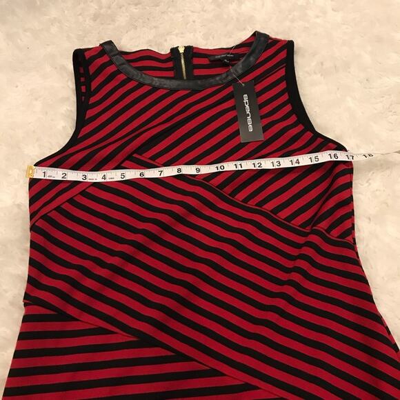 Spense sleeveless contrasting striped dress with faux leather trim size 8 - Picture 5 of 6